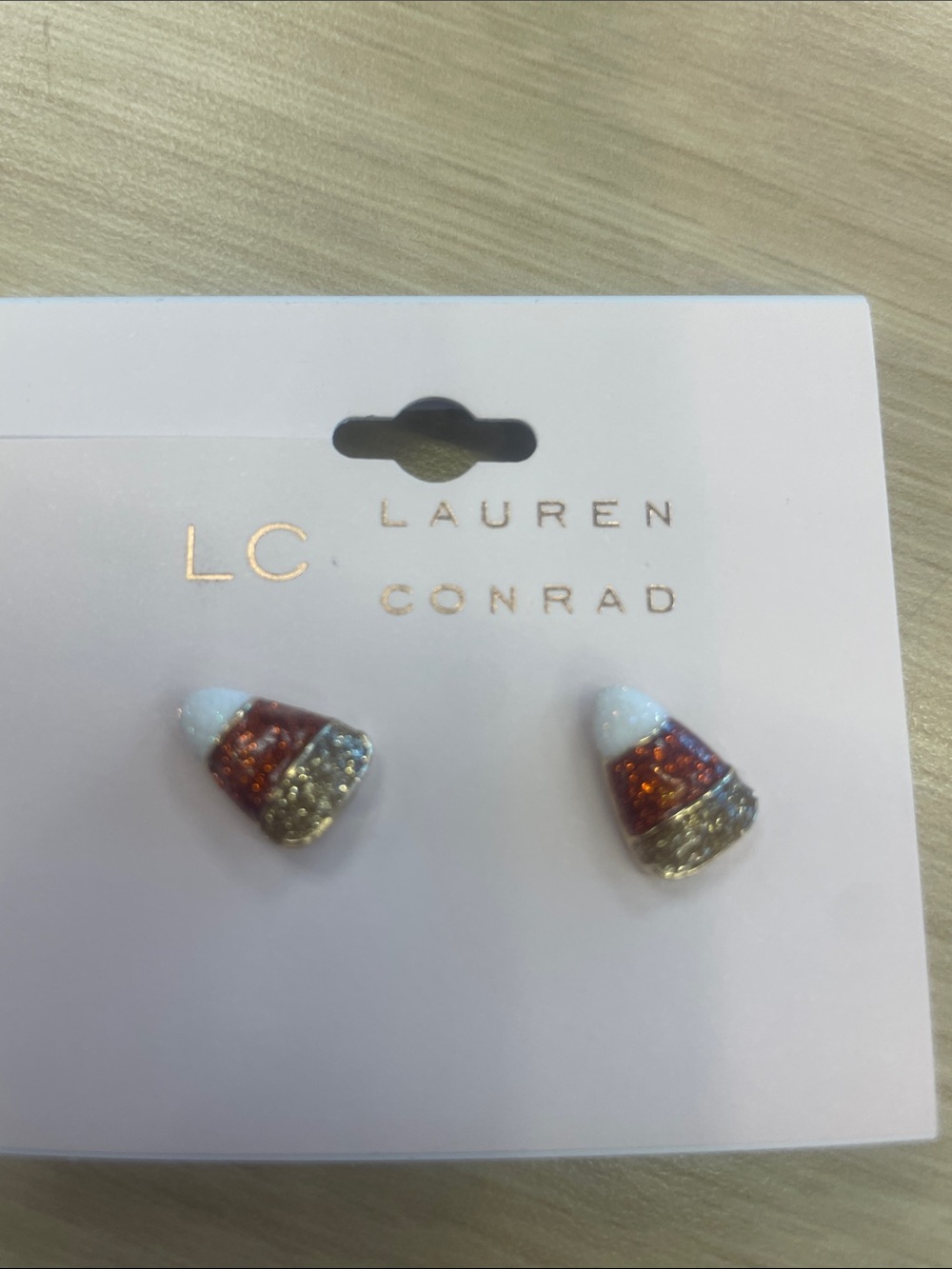 LC Lauren Conrad Candy Corn Glitter Stud Earrings - White, Orange, Gold